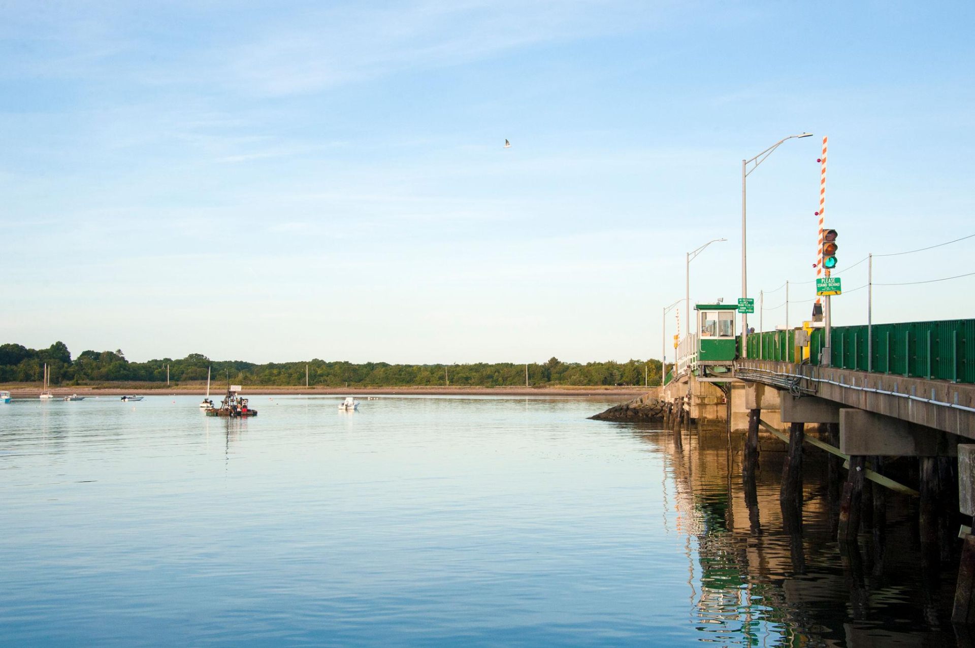 Padanaram bridge over the harbor at sunrise